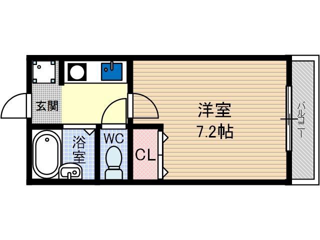 ハーモニーヒルズ(1K/2階)の間取り写真