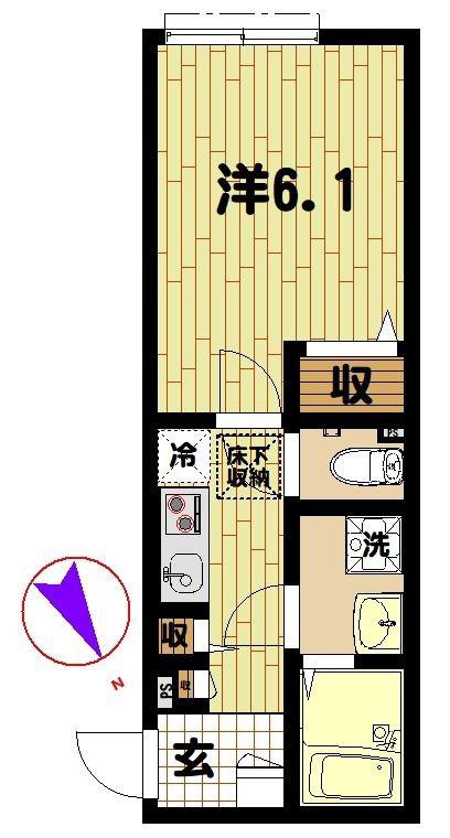 ラ・シャンブル溝の口(1K/1階)の間取り写真