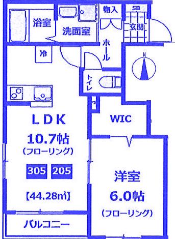カルムAS(1LDK/1階)の間取り写真