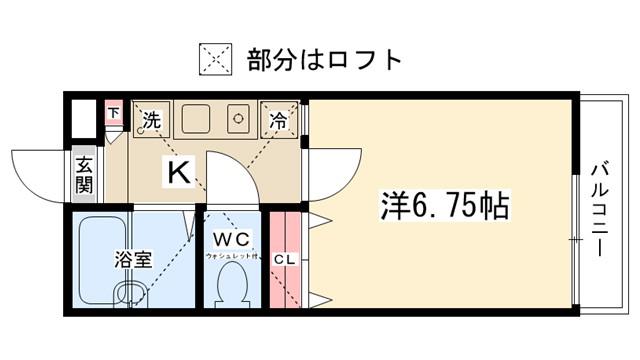 ロッシェル古淵第5(1K/3階)の間取り写真