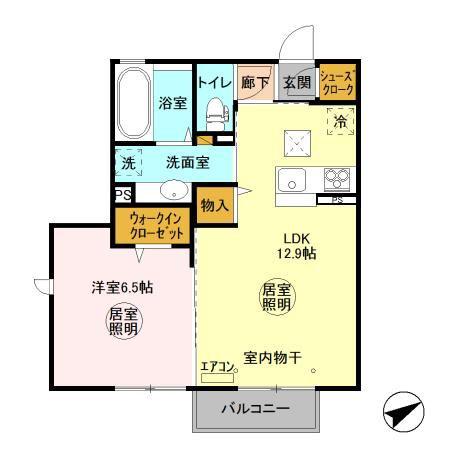 D-ROOMウィット西原(1LDK/1階)の間取り写真