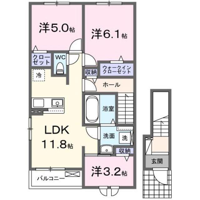 ヒカルサ東京武蔵村山(3LDK/2階)の間取り写真