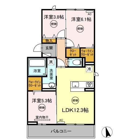 AZLIE(3LDK/2階)の間取り写真