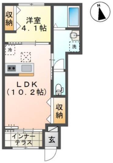 船橋市夏見台1丁目アパート(1LDK/1階)の間取り写真