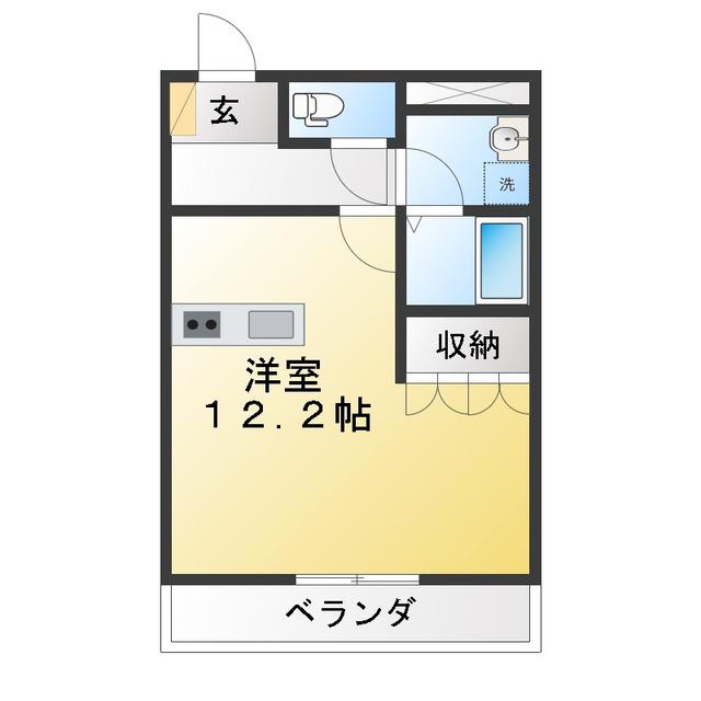 サンシャトレーンII(ワンルーム/1階)の間取り写真