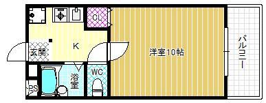 暁21-I号館(1DK/2階)の間取り写真