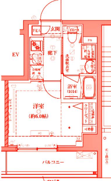 ベルシード横濱白楽(1K/2階)の間取り写真