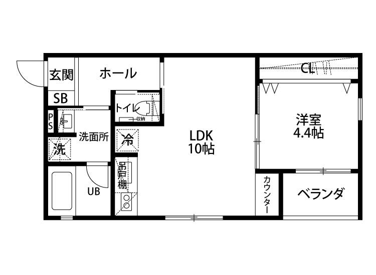 寺地アパート(1LDK/1階)の間取り写真