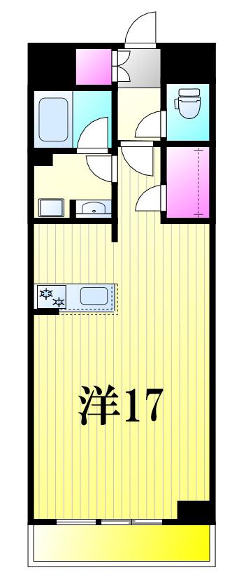 第16シントウキョウビル(ワンルーム/4階)の間取り写真