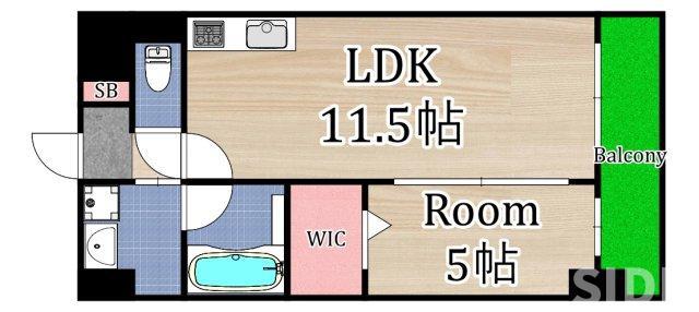 アルバグランデ(1LDK/6階)の間取り写真
