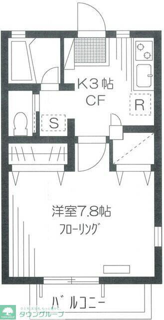 カリーナ成城(1K/1階)の間取り写真