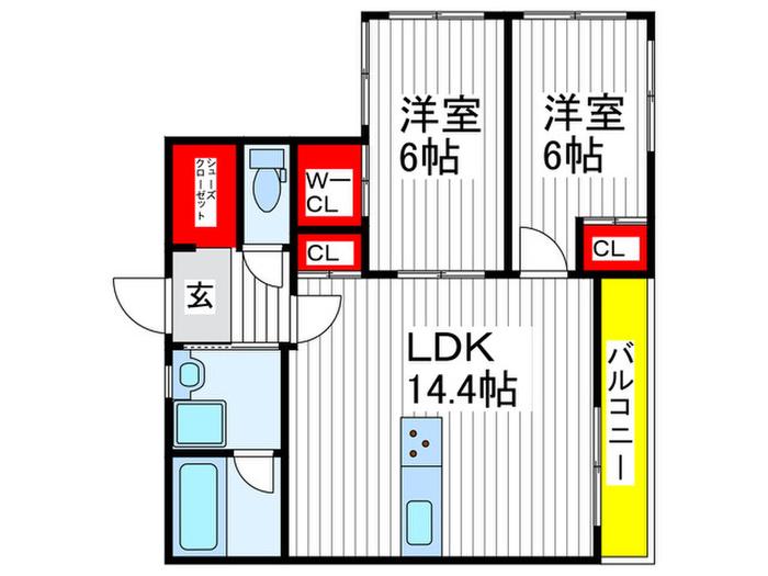 VIEW新小平(2LDK/2階)の間取り写真