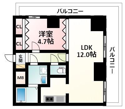 ノルデンタワー新大阪アネックス(1LDK/10階)の間取り写真
