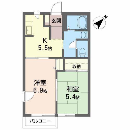 シャーメゾン(2K/2階)の間取り写真