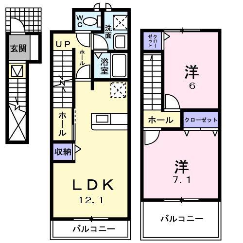 ラフレシール(2LDK/2階)の間取り写真