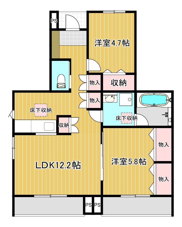APTサン・シルフI(2LDK/1階)の間取り写真