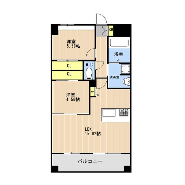 LIBTH空港東(2LDK/2階)の間取り写真