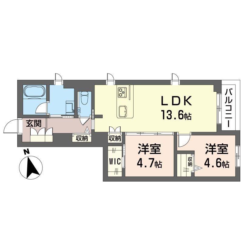 アンムート戸越公園(2LDK/1階)の間取り写真
