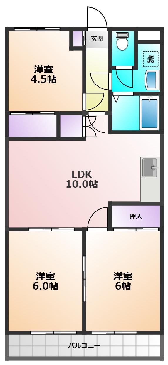 エンゼルハイムII(3LDK/3階)の間取り写真