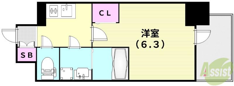 CREST TAPP 庄内(1K/8階)の間取り写真