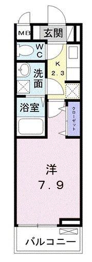 サニーオレンジ(1K/2階)の間取り写真