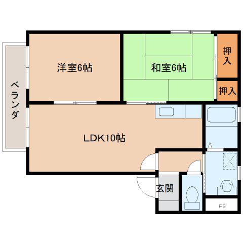 エフメゾンA(2LDK/1階)の間取り写真