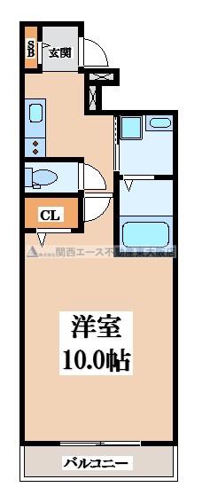 フジパレス河内花園(1K/3階)の間取り写真