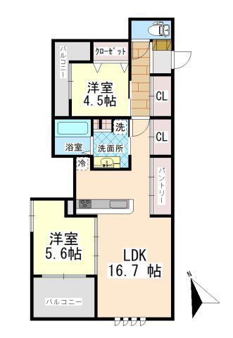 ヒーローキングダムII(2LDK/1階)の間取り写真