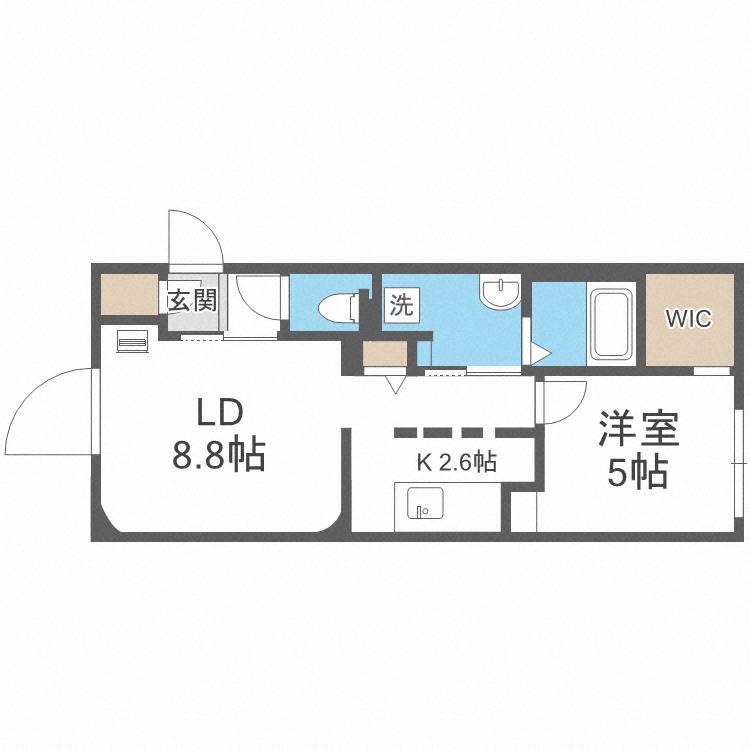 ラフィナート南平岸(1LDK/2階)の間取り写真