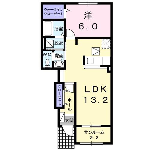 ヌーベル(1LDK/1階)の間取り写真