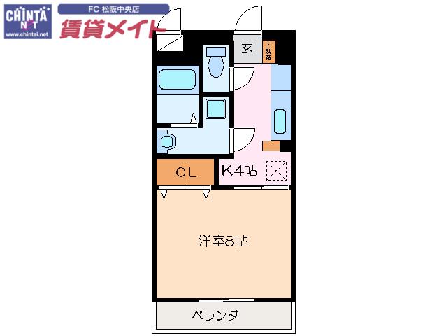 ユートピア垣鼻III(1K/2階)の間取り写真