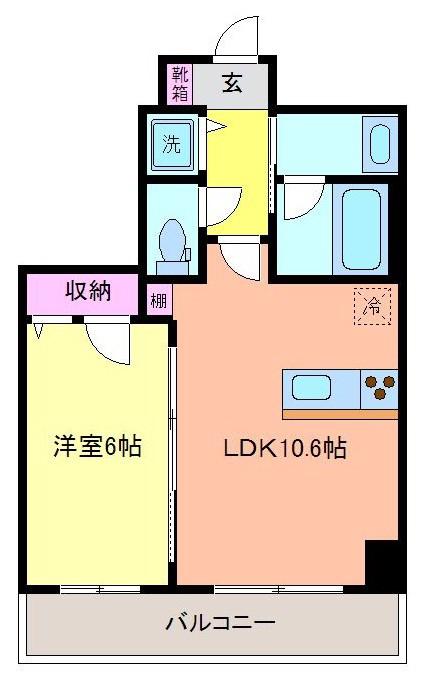 ルシエル(1LDK/6階)の間取り写真