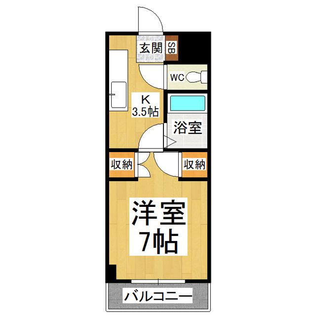 ビックソルトヒルA(1K/1階)の間取り写真