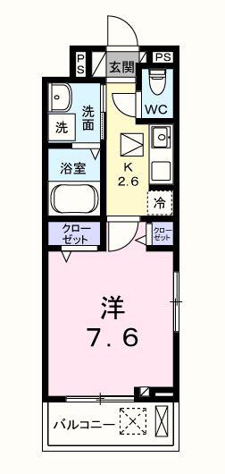 クレスト TS(1K/1階)の間取り写真