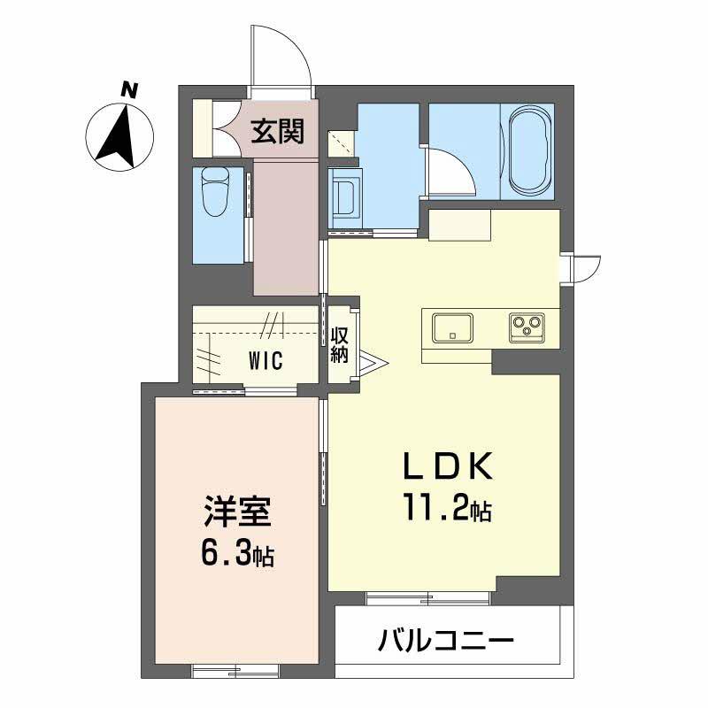 COURMAISON内方(1LDK/2階)の間取り写真