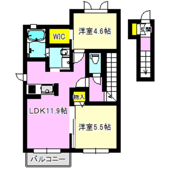 ウイスタリア(2LDK/2階)の間取り写真