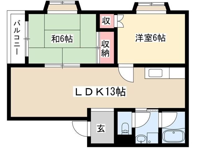 メゾン汐路PART2(2LDK/2階)の間取り写真