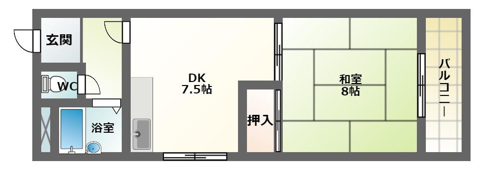プレアール桑津(1DK/3階)の間取り写真