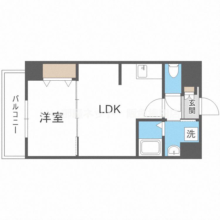 HALU江坂東(1LDK/9階)の間取り写真