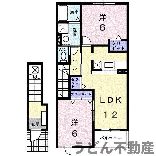 レジデンス・林A(2LDK/2階)の間取り写真