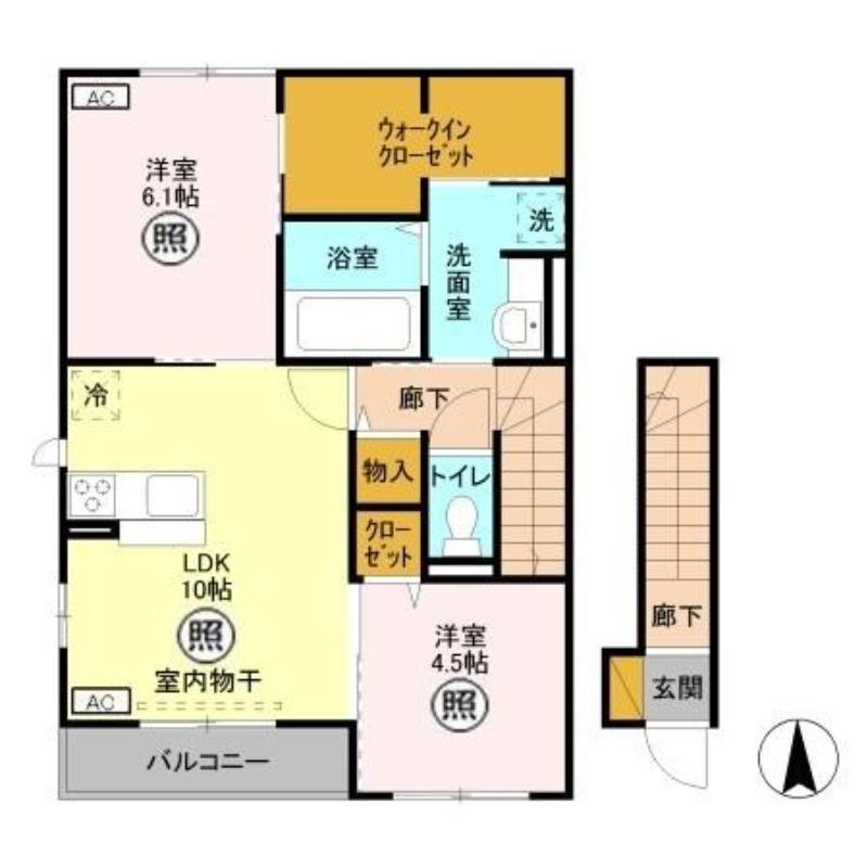リーヴ ゴーシュ II(2LDK/2階)の間取り写真