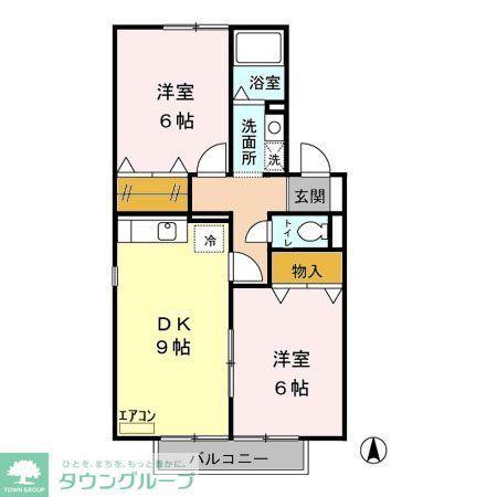 フローラ春(2DK/2階)の間取り写真