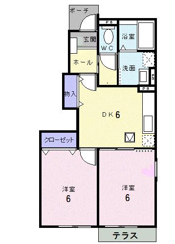 グレースなごみB(2DK/1階)の間取り写真