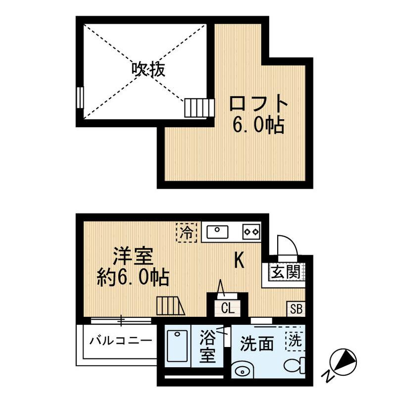 アンジュ神戸(ワンルーム/2階)の間取り写真