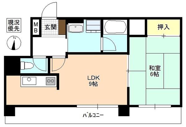 五幸本町ビル(1LDK/6階)の間取り写真