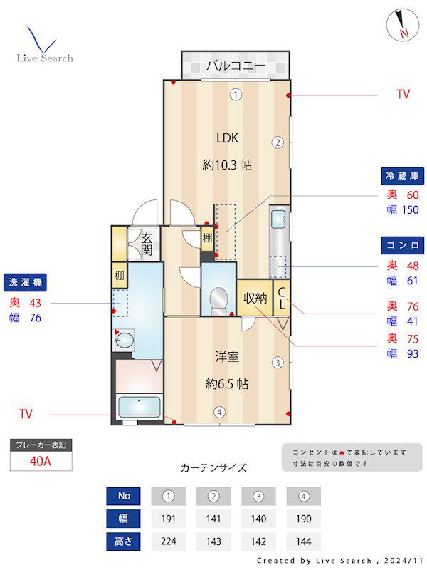 エストレージャK棟(1LDK/2階)の間取り写真