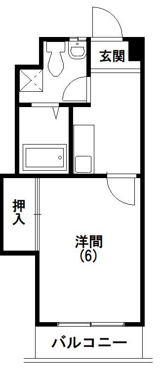 サンリバーハイツ(1K/3階)の間取り写真
