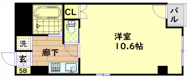 TAIHOセンティーレバークフロント(1K/2階)の間取り写真