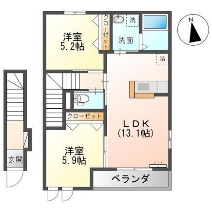 クランツロック(2LDK/2階)の間取り写真