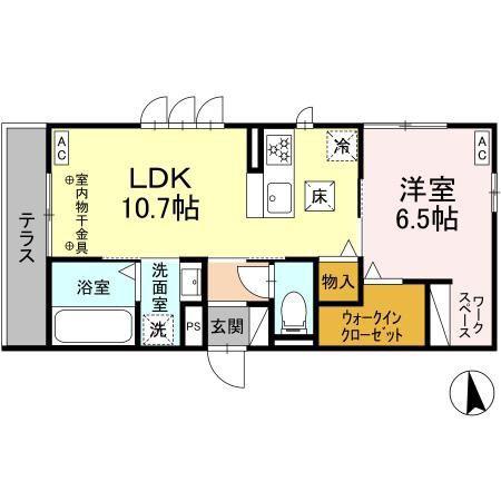 ヒルクレスト錦町(1LDK/2階)の間取り写真